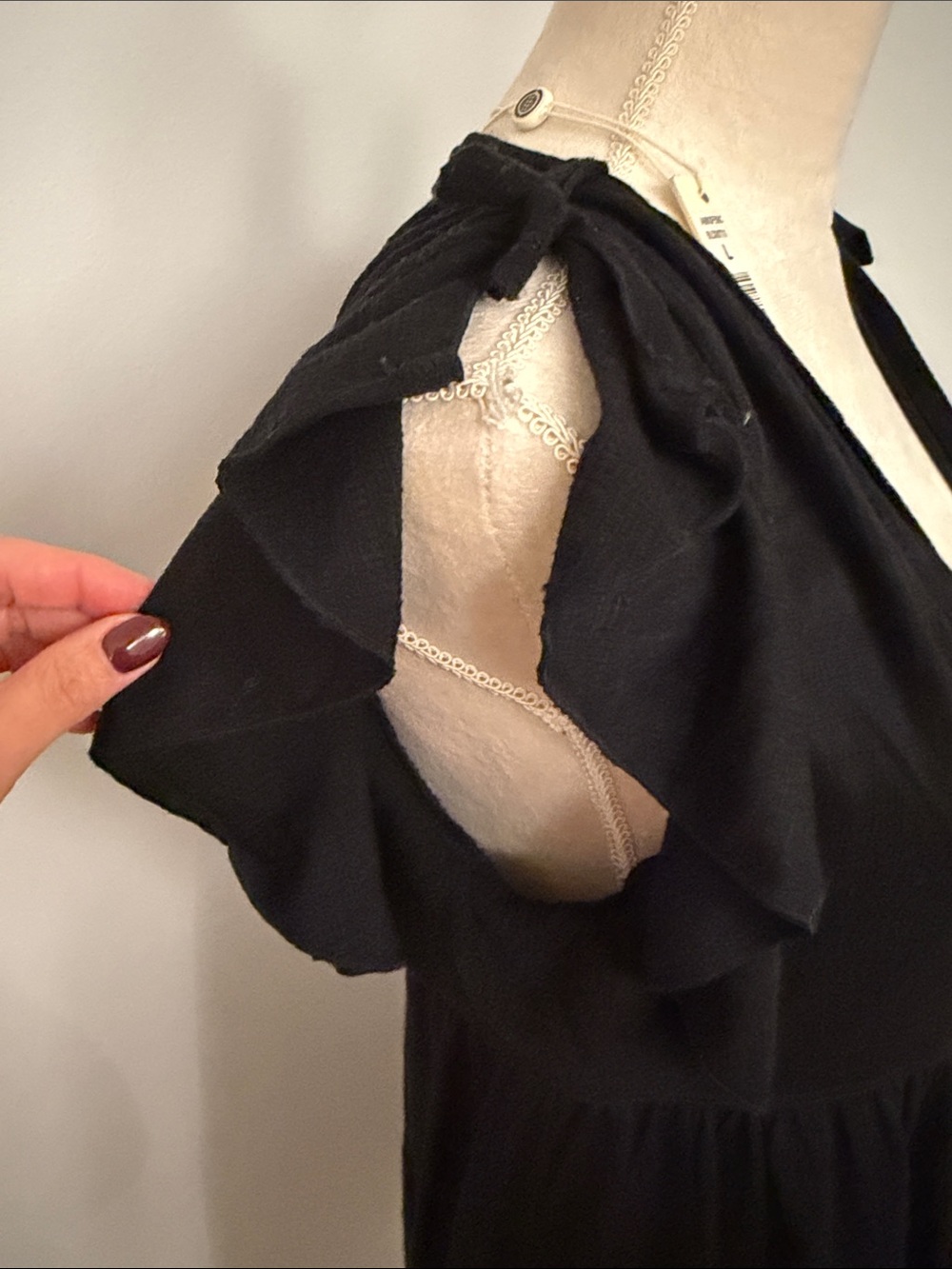 Max Studio Black Tiered Mini Dress with Ruffle Sleeves - Picture 5 of 6